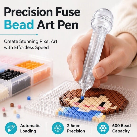 Press-Action Bead Placement Pen, Press-Action Precision Placement, Spring-Loaded Bead Craft Pen, Craft Tool for Fuse Beads, Boards and Pixel Art, Easy Handling for Everyday Home and Kitchen Tasks