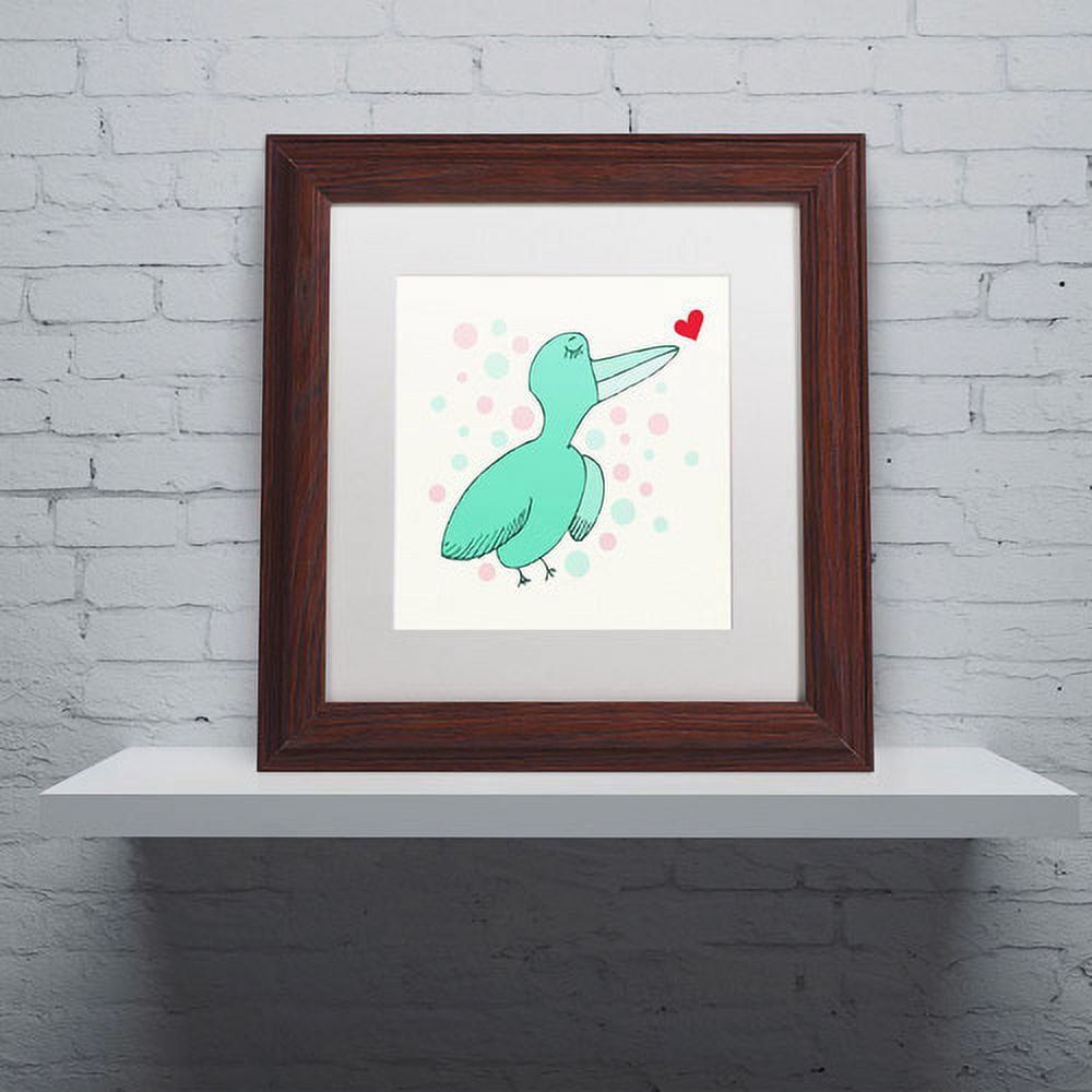 Trademark Fine Art "Dreamy Love Bird" Canvas Art by Carla Martell, White Matte, Wood Frame