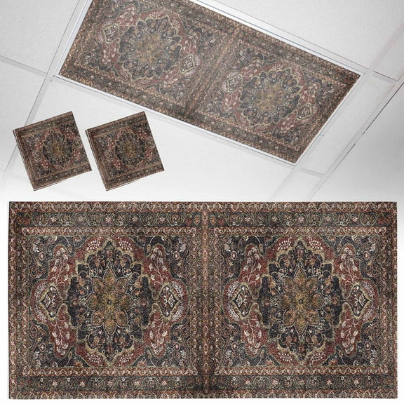 2 Pack Retro Flower Fluorescent Light Covers for Ceiling Lights Art Carving Textures in Egyptian Style Magnetic Ceiling Light Covers Overhead Light Filters for Office Classroom Home