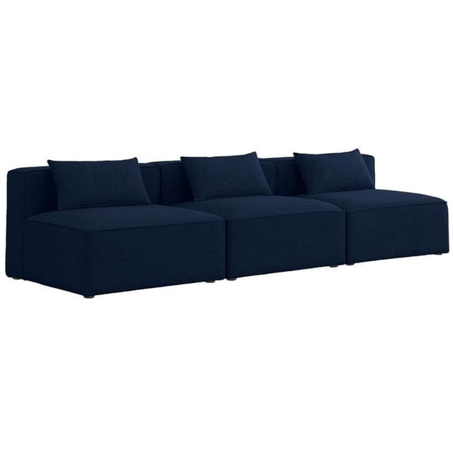 Meridian Furniture Cube Bleu Marine Canapé Modulaire en Lin Durable