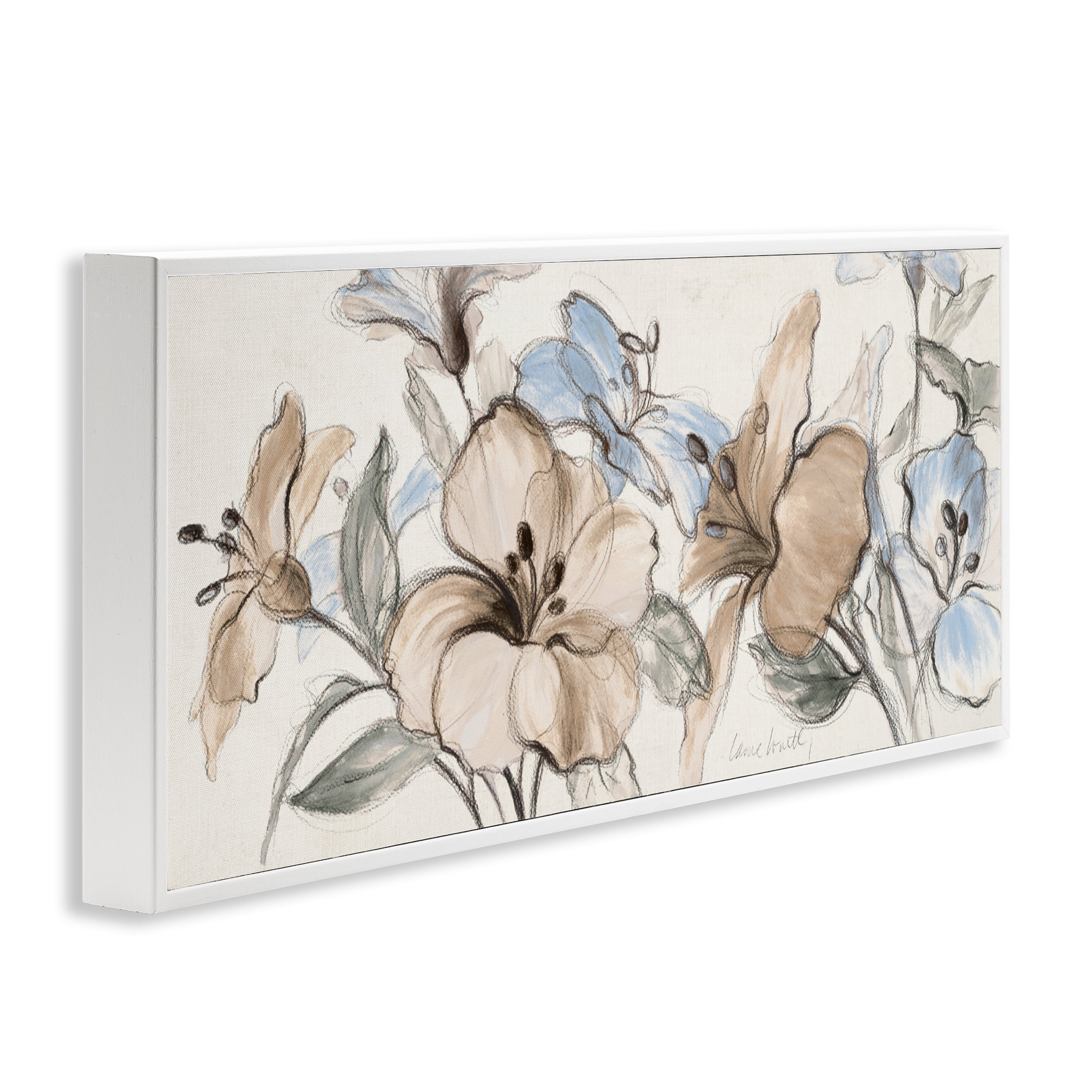Stupell Industries Whispering Florals Neutral White Framed Giclee Art, design by Lanie Loreth