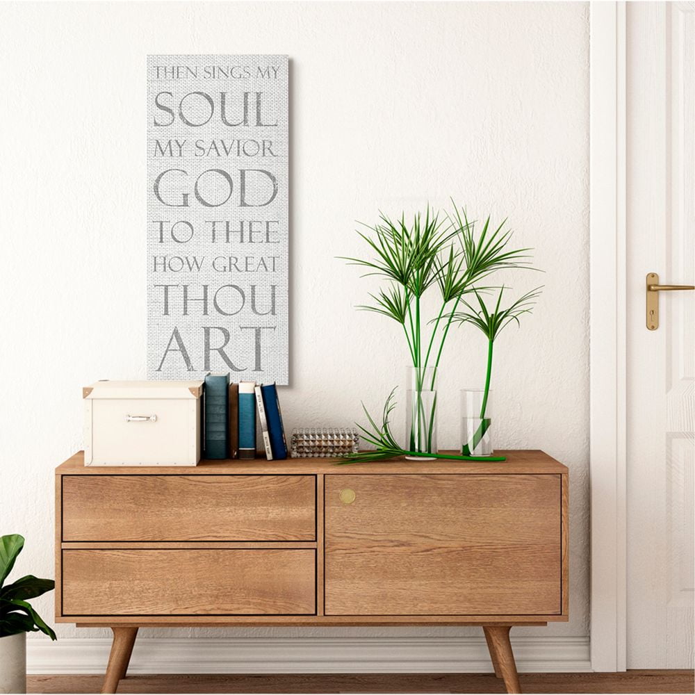 Then Sings My Soul Religious Inspirational Word Design XL Stretched Canvas Wall Art by Daphne Polselli