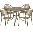 thumbnail image 2 of Flash Furniture Commercial Grade 35.5" Square Gold Indoor-Outdoor Steel Patio Table Set with 4 Round Back Chairs, 2 of 5