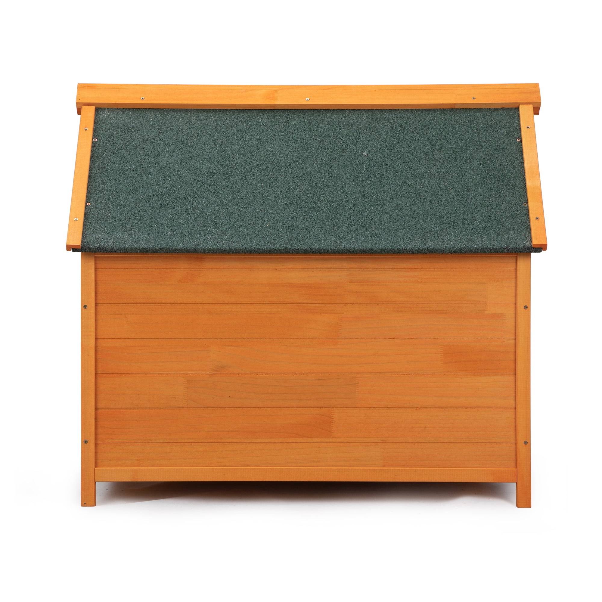Demi Bonn 38" Wooden Dog House for Indoor Dogs, Outdoor Waterproof Dog Kennel, Log Cabin Style with Porch, Elevated Floor, PVC Curtain, Orange