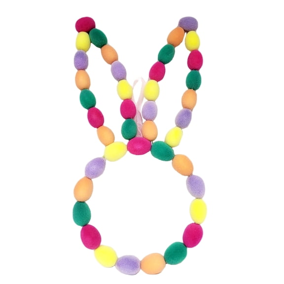 Easter Multicolor Egg Bunny Wreath, 29 in x 15 in, Easter Bunny Home Decorations