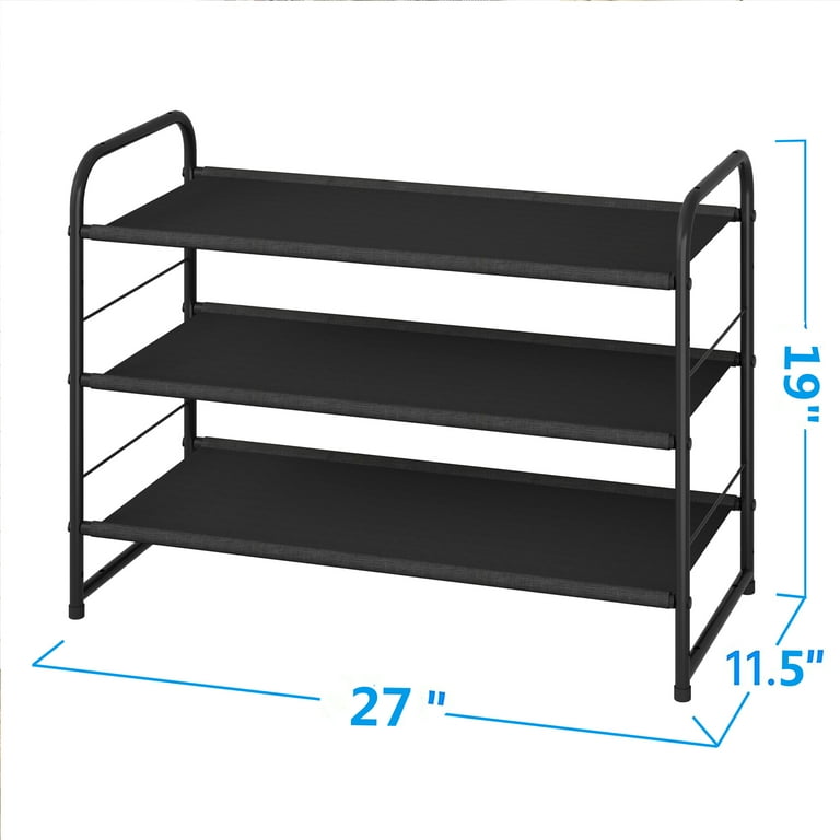 Dicasser 3-Tier Long Shoe Rack Organizer Extra Large Capacity for 24  Pairs,Black