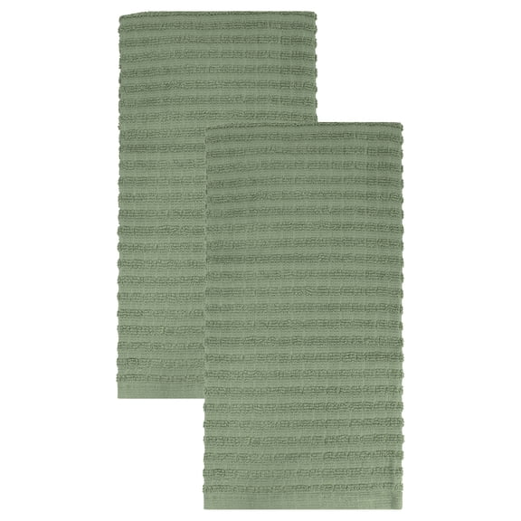 RITZ Royale Collection 100% Combed Terry Cotton, Oversized Kitchen Towel Set, 2-Pack, Solid, Juniper