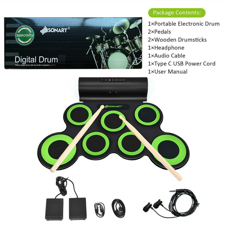USB Roll-Up Drum Set Digital Electronic Drum Kit 7 Drum Pads w/ Drumsticks  T6L1