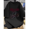 thumbnail image 1 of Vintage Bicycle Graphic Men's Cotton T-Shirt - Casual Black Crew Neck Tee with Print, Breathable & Machine Washable for Summer, Short Sleeve,, 1 of 7