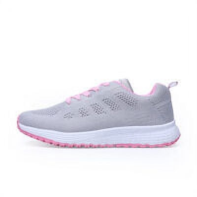 Casual Shoes Walking Mesh Flat Shoe Comfortable Lightweight Women Men Lace Up Athletic Sneakers Running Fitness Grey Size 43