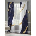 thumbnail image 4 of Blue Marble Sheer Curtains 96 Inch Length 2 Panels Set, Luxury Gold White Abstract Cracks Artwork Voile Window Treatment Semi Sheer Long Curtains Drapes for Bedroom/Living Room/Kitchen 52"x96"x2, 4 of 7