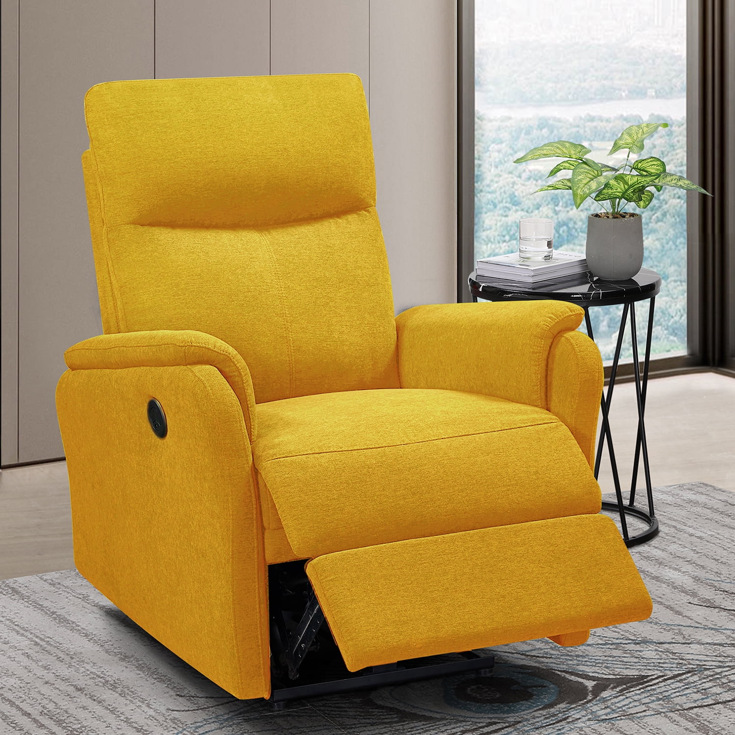 Electric Recliner Chair with USB Charging Port, Soft Fabric Overstuffed