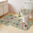 thumbnail image 4 of Colorful Flowers Square Bathroom Rugs Set Spring Vintage Watercolor Floral Leaves Green Non Slip Absorbent Bath Mats 3 Piece Set with Bathroom Rug, U-Shaped Floor Mat, Toilet Seat Cover Large Size, 4 of 9