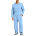 thumbnail image 2 of HAJWOH Mens Pajama Set Long Sleeve Soft Sleepwear with Pocketsand Elastic Drawstring, Comfortable Loungewear for Sleeping, 2 of 5