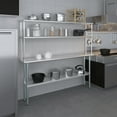 thumbnail image 4 of AmGood Stainless Steel Double Deck Overshelf – 14 in. x 72 in. – Heavy Duty, NSF Certified, Commercial-Grade, Adjustable Tiered Shelf for Kitchen Prep Tables and Workbenches, 4 of 8