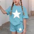 thumbnail image 3 of Eltusu Girls Outfit Sets, Crew Neck Short Sleeve Casual 2PC Summer Clothes Sets Blue Size 5-6T, 3 of 6