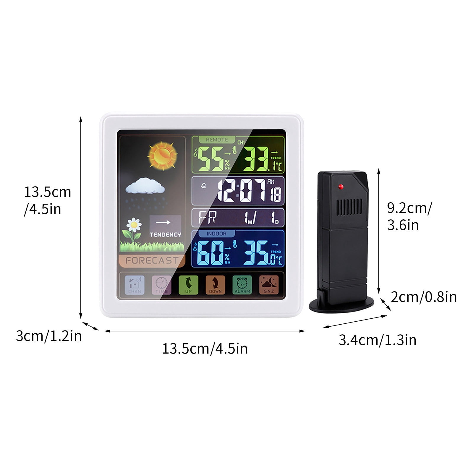 Home Saving! Jubipavy 6.1 Inch Color Display Hygrometer With Sensor 24-hour Alarm Clock For Bedroom Table Bedside Decor