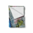 thumbnail image 2 of Vintage Soft Flannel Fleece Throw Blanket, Roses Butterfly and Pearl Images on Denim Look Background Feminine Roamantic Art, Cozy Plush for Indoor and Outdoor Use, 50" x 60", Multicolor, by Ambesonne, 2 of 6