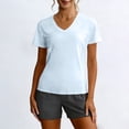 thumbnail image 6 of hoksml Women's V-Neck Short Sleeve Workout Shirt with Breathable Mesh Panels, Quick Dry Athletic Top for Running Yoga Gym, 6 of 6