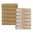 thumbnail image 2 of BNM Cotton Marble and Solid Face Towel Set of 12, Brown, 2 of 9