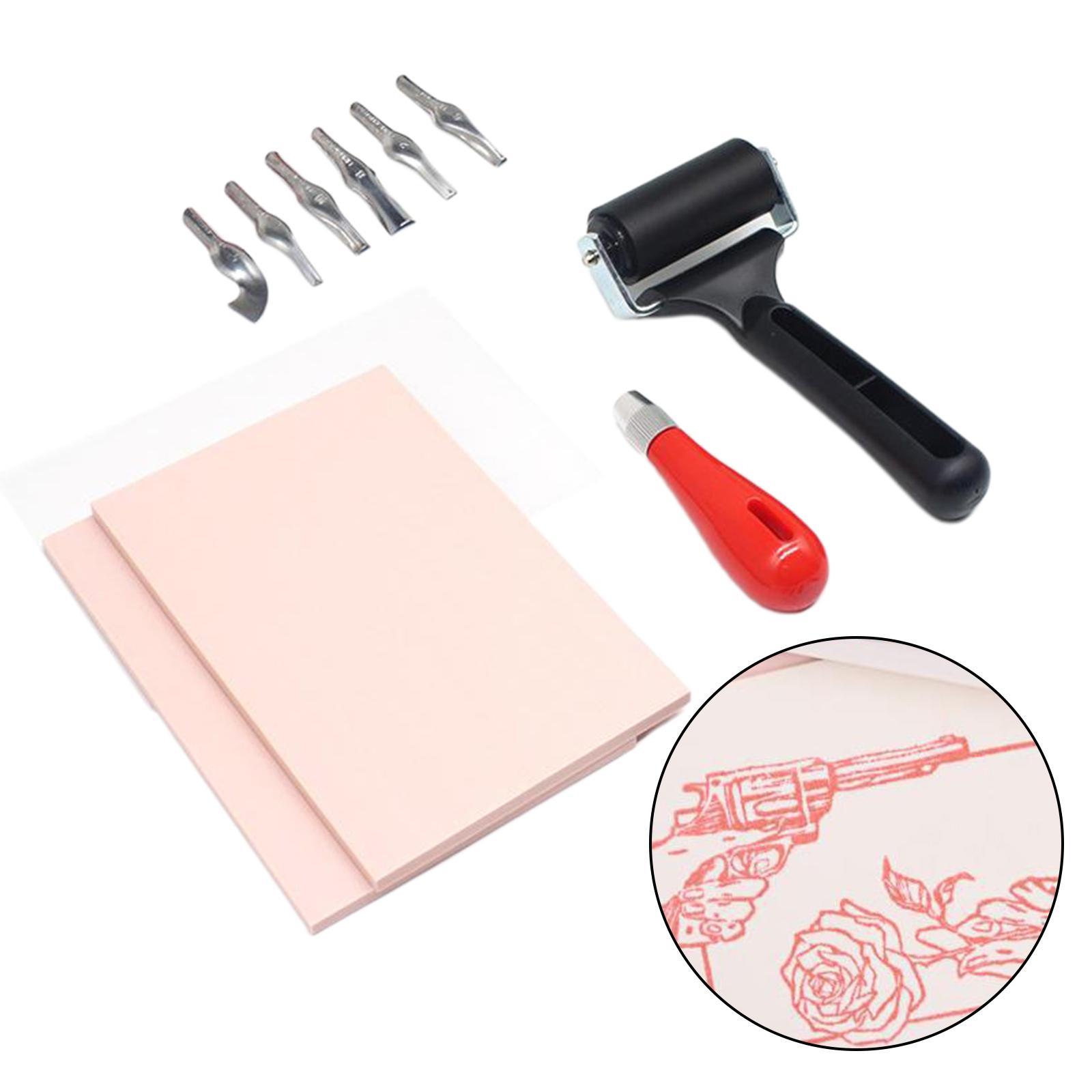 Rubber Carving Blocks For Stamp With 6 Types Blades For Craft Stamp