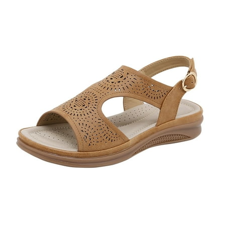 

Ladies Summer Fashion Open Toed Loafers Lightweight Retro Wedge Sandals Womens Sandals