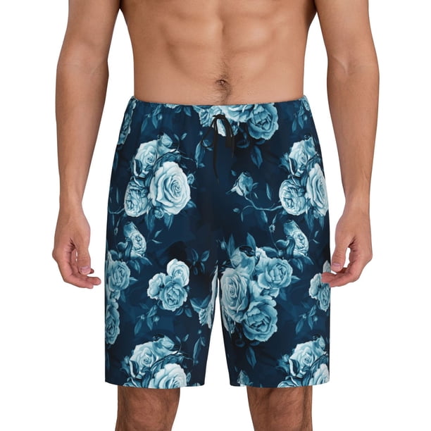 Fotbe Ink Rose Pantalones Cortos de Pijama para Hombre, Ropa de Dormir, Pantalones de Pijama Cortos para Hombre-Large