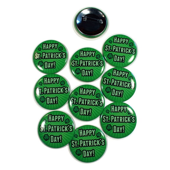 10 Pack - Happy St. Patrick's Day Starburst Pinback Buttons - 2.25 Inch