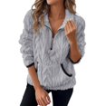 thumbnail image 2 of HLKJKLS Oversized Sweatshirt For Women Lapel Half Zipper Plush Pocket Hooded Sweatshirt Multicolor S-Xxl, 2 of 7