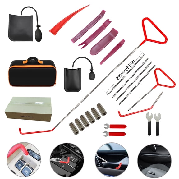 25-Piece Stainless Steel Fifth-Wheel Pin Puller Automotive Tool Kit: Air Compressor, Window and Door Emergency Unlocking Tool, 59-inch Long-Handle Set