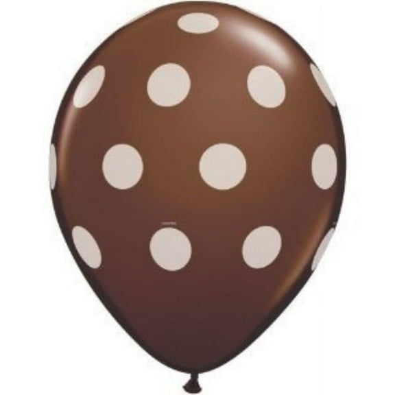 Brown with White Polka Dot 11 inch Latex Balloons (12 ct)