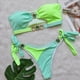 thumbnail image 5 of Conjunto de Bikini de diseño Floral 3D para mujer, traje de baño pequeño con realce, cintura alta, con un hombro descubierto, color negro y rosa, 2024, 5 of 5