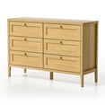 thumbnail image 3 of EYYTHUNG Modern 6-Drawer Storage Dresser for Bedroom, Chest of Drawers with Golden Handles, Cabinet Side Table, Natural Oak, 3 of 7