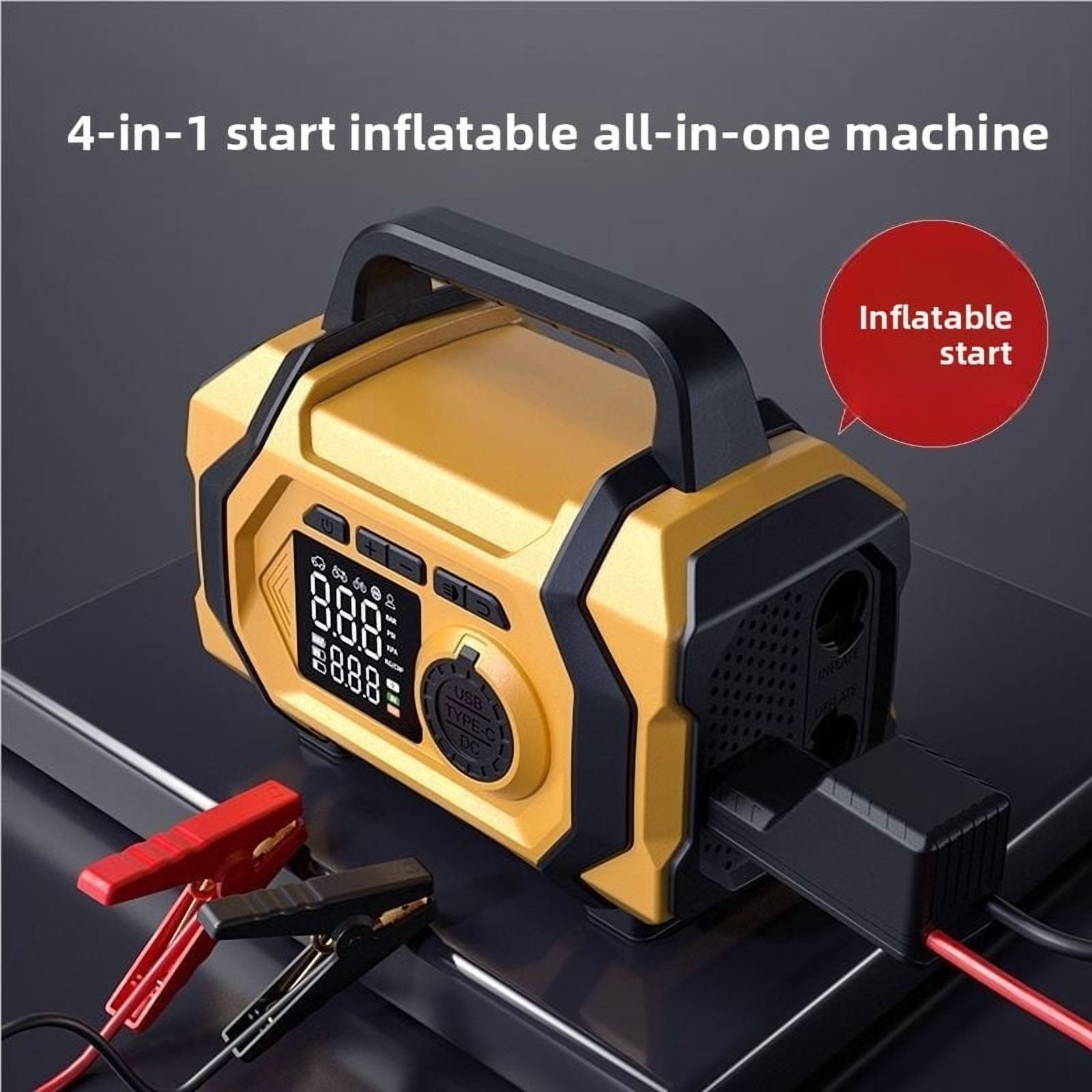 8000mAh Car Battery Charger Jump Starter with Digital Air Compressor for 12V Vehicles Portable Power Bank USB C Fast Charging LED Flashlight