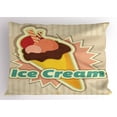 thumbnail image 1 of Ice Cream Pillow Sham Vintage Ice Cream Pattern in Funky Tones with Retro Style Effects Illustration, Decorative Standard King Size Printed Pillowcase, 36 X 20 Inches, Multicolor, by Ambesonne, 1 of 2
