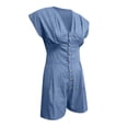 thumbnail image 4 of LOVZFMLL Women Casual Rompers Solid Sleeveless Jumpsuits Tracksuit Button V-Neck Bodysuit Blue S, 4 of 6