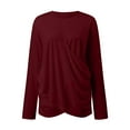 thumbnail image 4 of Youmylove Women T-Shirts Long Sleeve Leisure Stylish Tops Twist Front Tunic T-Shirt, 4 of 5