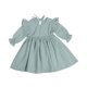 thumbnail image 1 of Odeerbi Niñas Ruffle Manga Larga Vestido de Algodón Primavera Verano Princesa Vestidos Color Sólido Cuello Redondo Dulce A-Line Vestido, 1 of 8