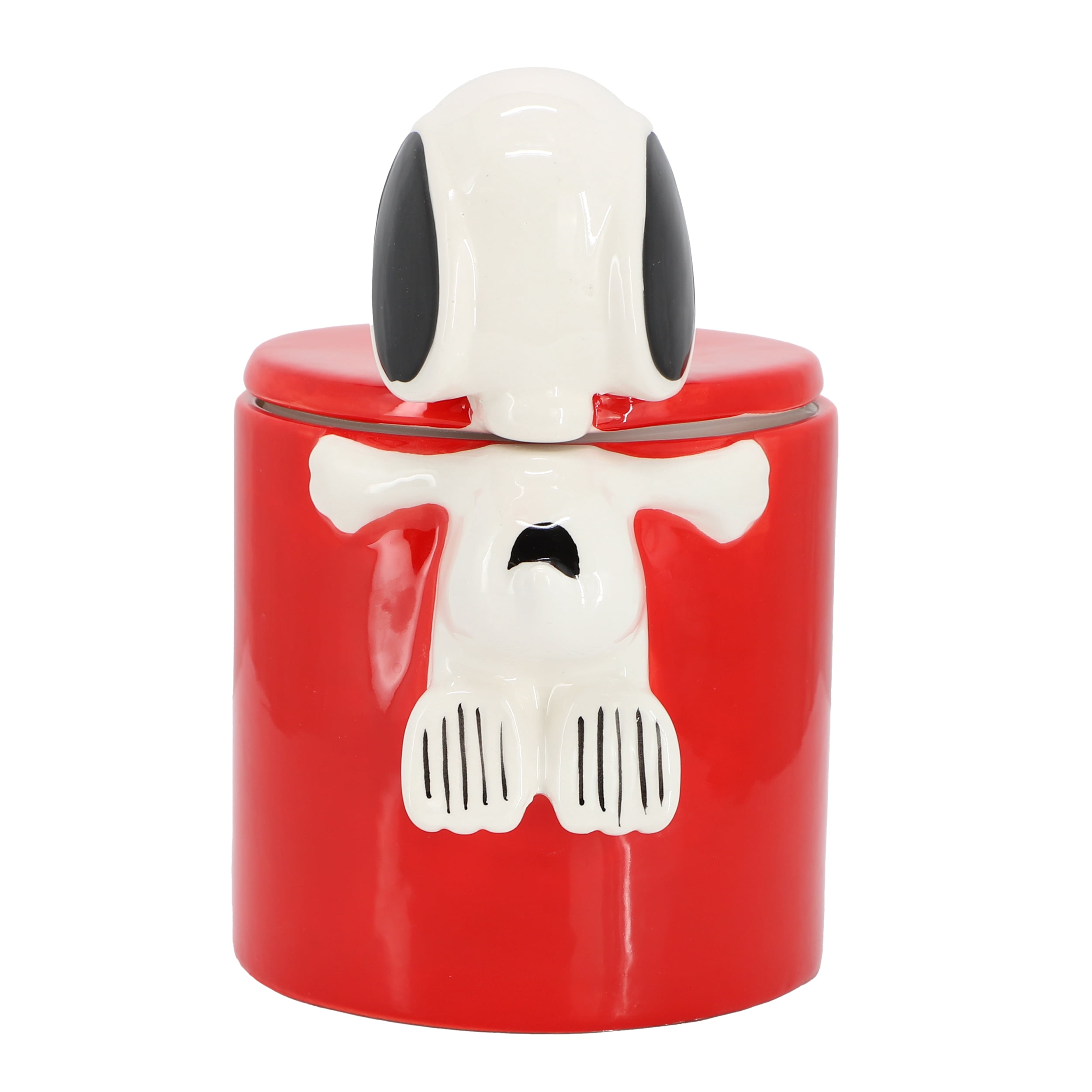 Peanuts Hello Cookies 8.2 Inch Ceramic Snoopy Cookie Jar w/ Lid in Red