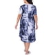 thumbnail image 3 of Camisones de mujer de tallas grandes Agnes Orinda, con cuello redondo, de tie dye, de manga corta, pijamas suaves, ropa de dormir, vestido midi de lounge 1X azul oscuro, 3 of 6