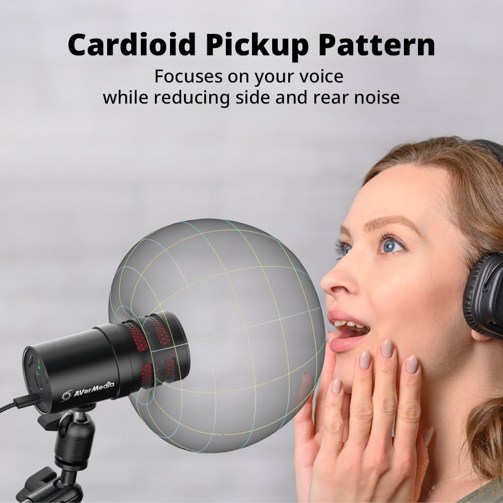 VERSATIgo AM310G2 USB Microphone for Streaming, Podcasting, Gaming with Cardioid Polar Pattern, Tripod Stand, Headphone Output, Mute Button, All Metal Design