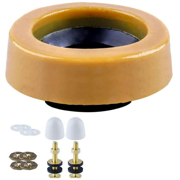 Toilet Wax Ring Kit for Floor Outlet Toilets New Install or Re- Include Closet Bolts,Bolt Caps,Flange and Washers