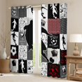 thumbnail image 3 of Feelyou Teens Football Athlete Black Out Curtains, Modern Soccer Game Curtains Pack of 2 (42x63 Each), Fashion Patchwork Plaid Bedroom Curtains, Living Room Curtains Decor, 3 of 7