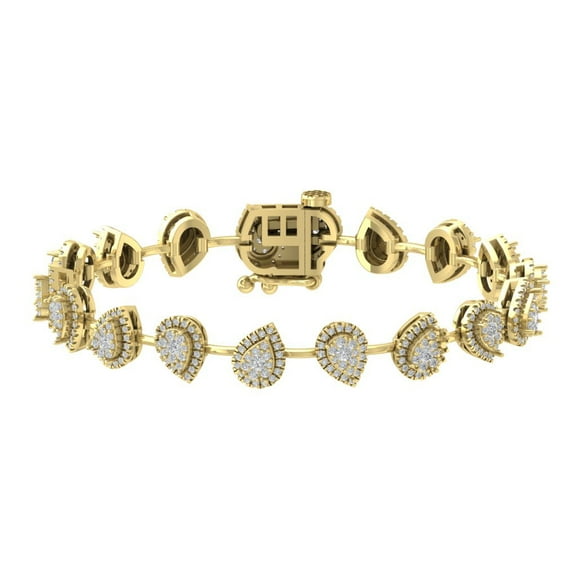 ARAIYA JEWELRY 14k Yellow Gold Diamond Pear Shape Bangle Bracelet (2 7/8 Cttw, I-J/ I2-I3), 7"