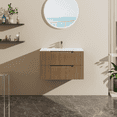 thumbnail image 6 of 30" Wall Mounted Bathroom Vanity With Sink Floating Bathroom Cabinet, Soft-Close System,2 Extra Big Drawers,Walnut, Sink Not Included, Natural Walnut, 6 of 6