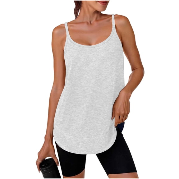 BUIGTTKLOP Tank Tops for Women Spaghetti Strap Sleeveless Shirts Scoop Neck Dresssy Casual Pleated Tunic or Tops to Wear with Leggings