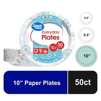 Great Value Disposable Paper Plates, 10", 50 Count