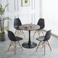 thumbnail image 3 of Brown Round Dining Table, 31.5" Tulip Table Kitchen Dining Table for 2-4 People with MDF Table Top & Pedestal Base, Mid-Century End Table Leisure Coffee Table Office Living Room Table, 3 of 17