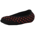 thumbnail image 1 of Nufoot Ballerines Pantoufles pour Femmes, Pantoufles de Voyage, Chaussettes de Yoga, Chaussures d'Intérieur, Noir avec Pois Rouges, Grand, 1 of 4