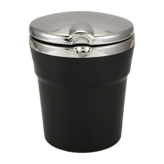Car Ashtray with Lid - Portable Travel Car Ashtray Self-Extinguishing - Made of Fire Plastic, Black Black plastic
